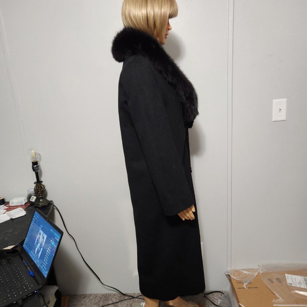 #695 M Wool/ fox fur coat - Picture 4 of 4
